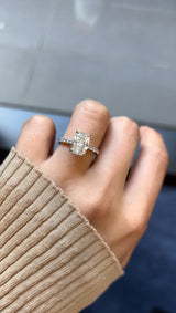 Elongated Cushion Cut Solitaire Pavé | Hidden Halo