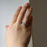 Elongated Cushion CUt Engagement ring with Diamond Pave band