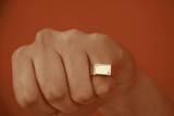 Men's Solid Signet Wedding Ring with Diamond Accent