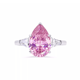 Pink Pear Sapphire Engagement Ring | Trapezoid Sides