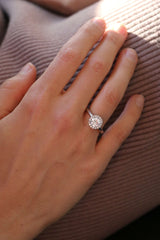 Round Cut With Halo Plain Band Engagement Ring. Deltora Diamonds Sustainable Lab Diamond Bridal Jewellery.