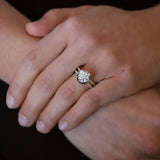 Round Cut Lab Grown Diamond Button Back and Double Pave Band Setting