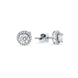 Round Cut Lab Grown Diamond Stud Earrings with Diamond Pave