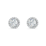 Round Cut Lab Grown Diamond Stud Earrings with Diamond Pave