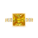 Yellow Sapphire Ring | Princess Cut Bezel Set
