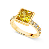 Yellow Sapphire Ring | Princess Cut Bezel Set