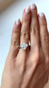 Lab grown Princess Cut Diamond Ring with a kite setting