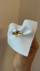 Domed Cigar Band with Floating Radiant Diamond | East-West