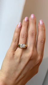 Domed Cigar Band with Floating Radiant Diamond | East-West