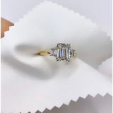 Emerald Cut Lab Diamond Engagement Ring | Trapezoid Accent Stones