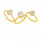 Deltora Diamonds Emerald Cut Thin Band Bezel Set Setting made with Sustainable Lab Diamonds.