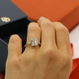 Deltora Diamonds Emerald Cut Thin Band Bezel Set Setting made with Sustainable Lab Diamonds.