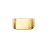 Men's Solid Signet Wedding Ring with Diamond Accent