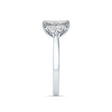 Deltora Diamonds Radiant Cut with Brilliant Cut Trapezoid Side Stones Engagement Ring made from Sustainable Lab Diamonds.