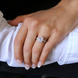 Deltora Diamonds Radiant Cut with Tapered Baguettes Engagement Ring made with Sustainable Lab Diamonds.