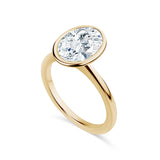 Oval Cut Thin Band Bezel Set Engagement Ring. Deltora Diamonds Sustainable Lab Diamond Jewellery.