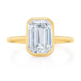 Deltora Diamonds Emerald Cut Thin Band Bezel Set Setting made with Sustainable Lab Diamonds.