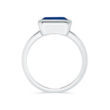 East West Blue Sapphire Emerald Bezel Ring