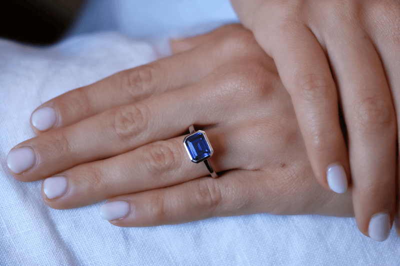 Bezel Set Sapphire Engagement Ring