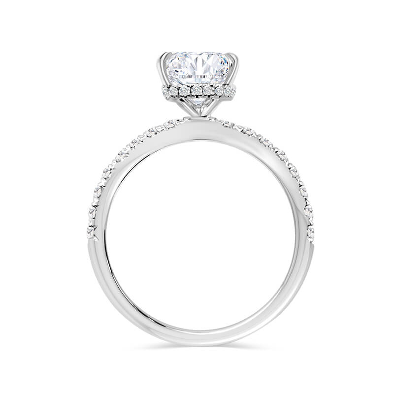 Elongated Cushion Cut Solitaire Pavé | Hidden Halo