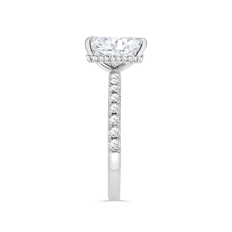 Elongated Cushion Cut Solitaire Pavé | Hidden Halo