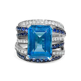 Swiss Blue Topaz Multi Band Diamond Ring | Bespoke