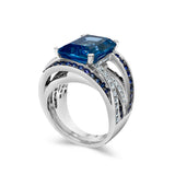 Swiss Blue Topaz Multi Band Diamond Ring | Bespoke