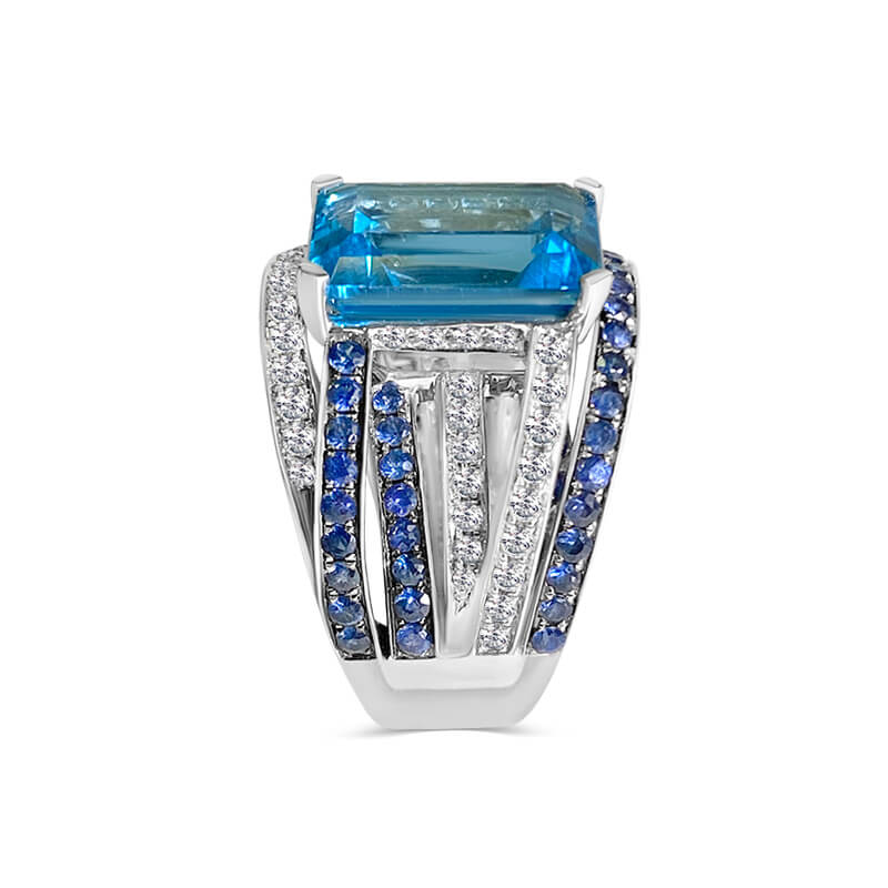 Swiss Blue Topaz Multi Band Diamond Ring | Bespoke