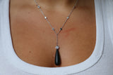 Black and White Diamond Lariat With Onyx Drop| One & Only