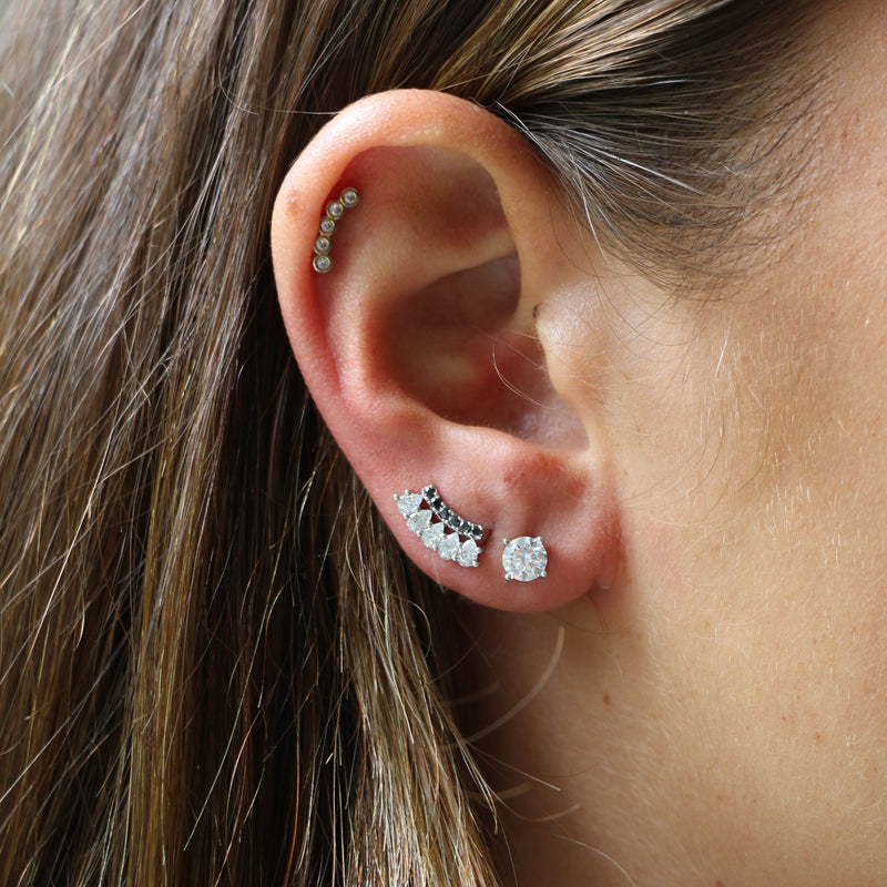 Black and White diamond ear climber