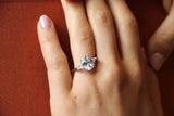 Oval Cut Lab Diamond with Baguette Sides Engagement Ring 