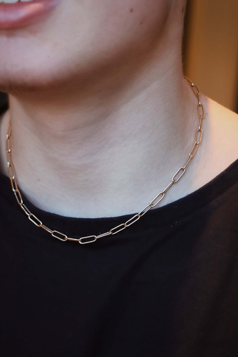 Men's Paperclip Link Necklace | 9k Solid Gold - Large