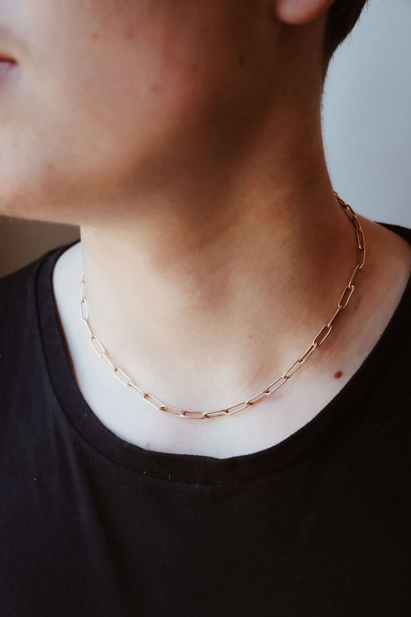 Men's Paperclip Link Necklace | 9k Solid Gold - Large