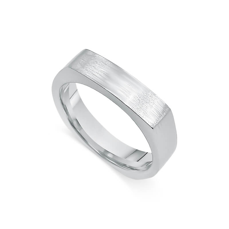 Men's Geometric Ring Satin Finish Wedding Band 