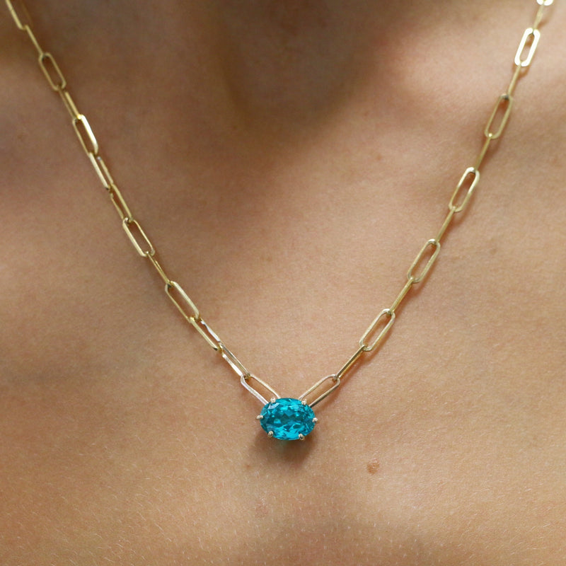 Paraiba Tourmaline Paperclip Necklace