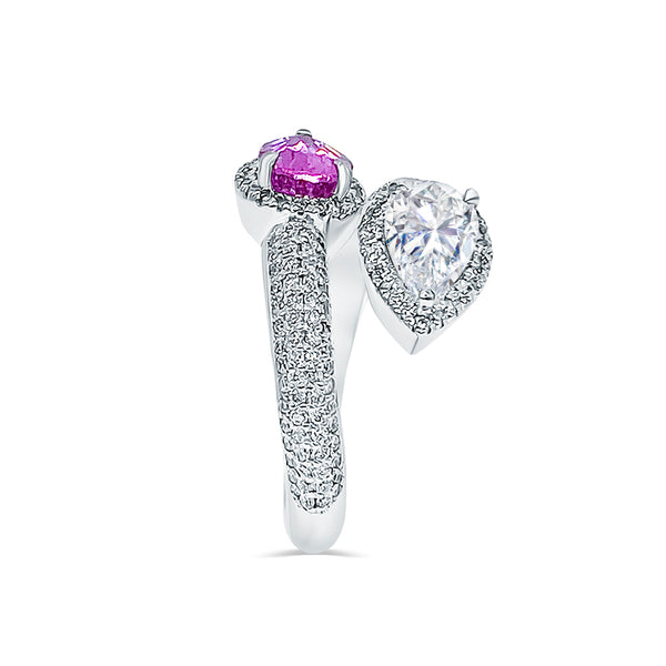 Pink Sapphire and Pear Wrap Ring | Bespoke