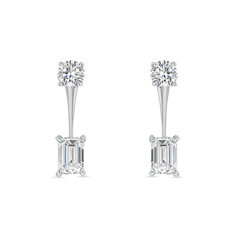 Emerald Cut Lab Grown Diamond Earring Jacket