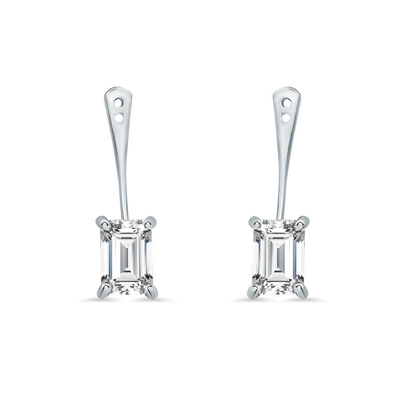 Emerald Cut Lab Grown Diamond Earring Jacket