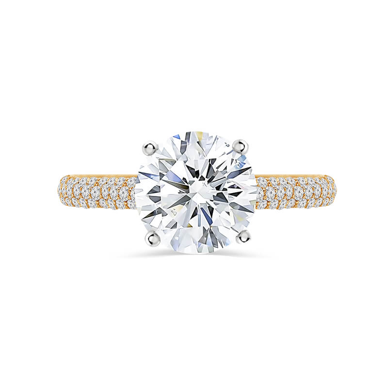 Round Lab Diamond Triple Micro Pavé Engagement Ring