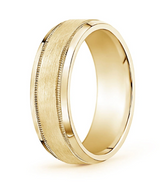 Bevelled Half Round Millgrain Finish Mens Wedding Ring