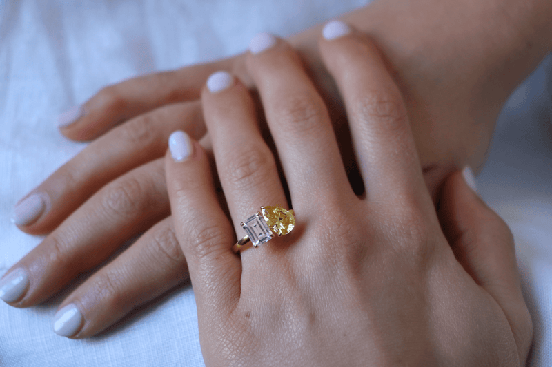 Toi et Moi Yellow Sapphire and Diamond Ring