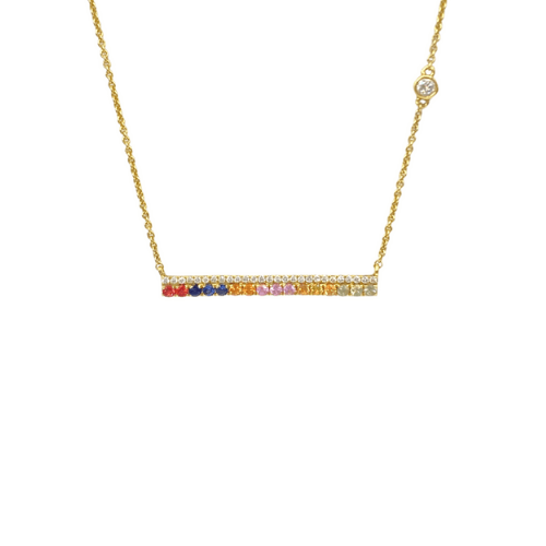Bar Necklace Multi Coloured Diamond | Bespoke