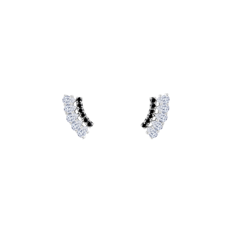 black and white diamond ear climber