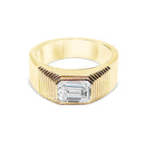 Vintage Style Emerald Cut Signet Wedding Ring