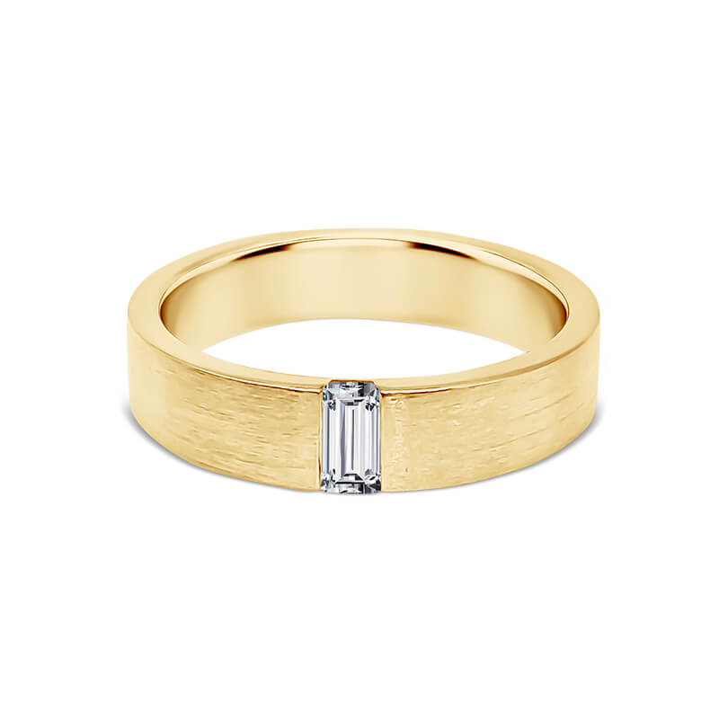 Wide Band Satin Finish Ring | With Diamond