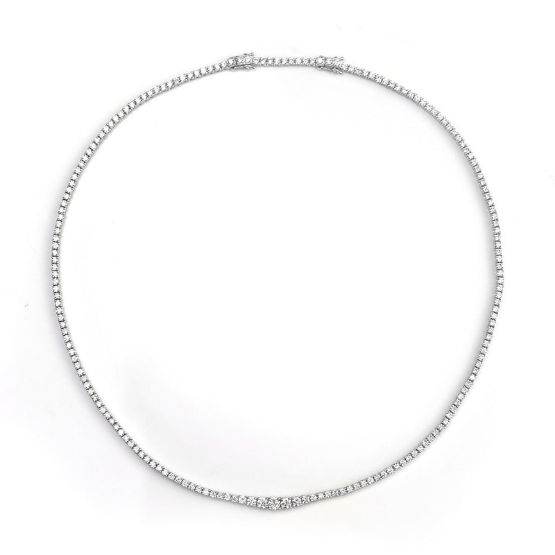 Graduated Diamond Tennis Necklace | Classic Style Four Prong