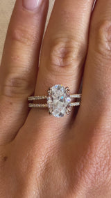 Oval Solitaire Double Pavé