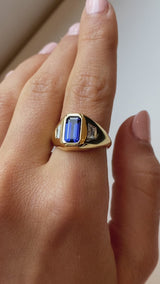 Sapphire & Diamond Signet Ring