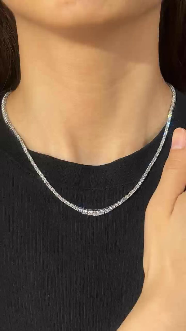 Graduated Diamond Tennis Necklace | Classic Style Four Prong