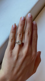 Emerald Cut lab grown Diamond RIng with a Bezel Clutch Setting